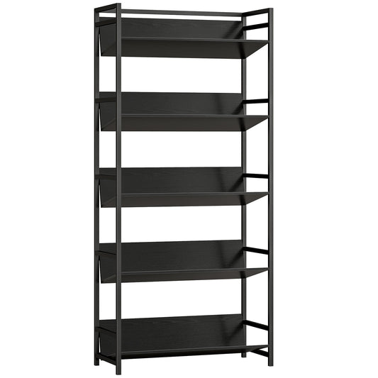 A 174 cm five-tier black metal-frame bookcase, the commonest tier count in the 10Grains range