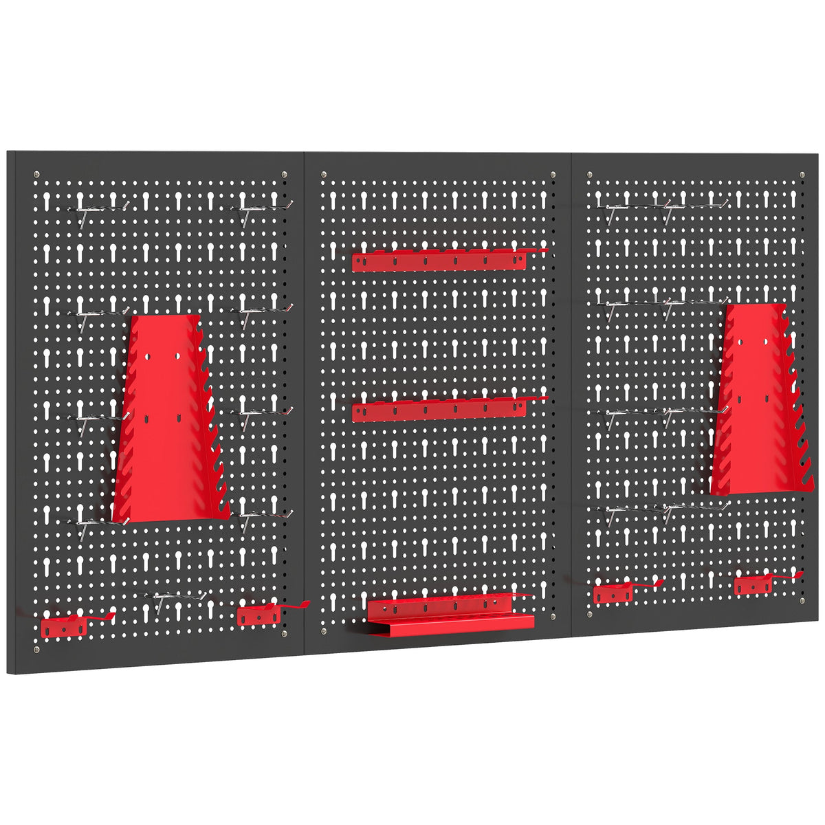 Wall-mounted tool pegboard set with hooks