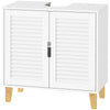 Under-sink bathroom cabinet with louvred doors