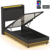Platform bed frame with headboard and storage