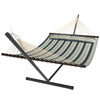 Striped garden hammock with steel stand