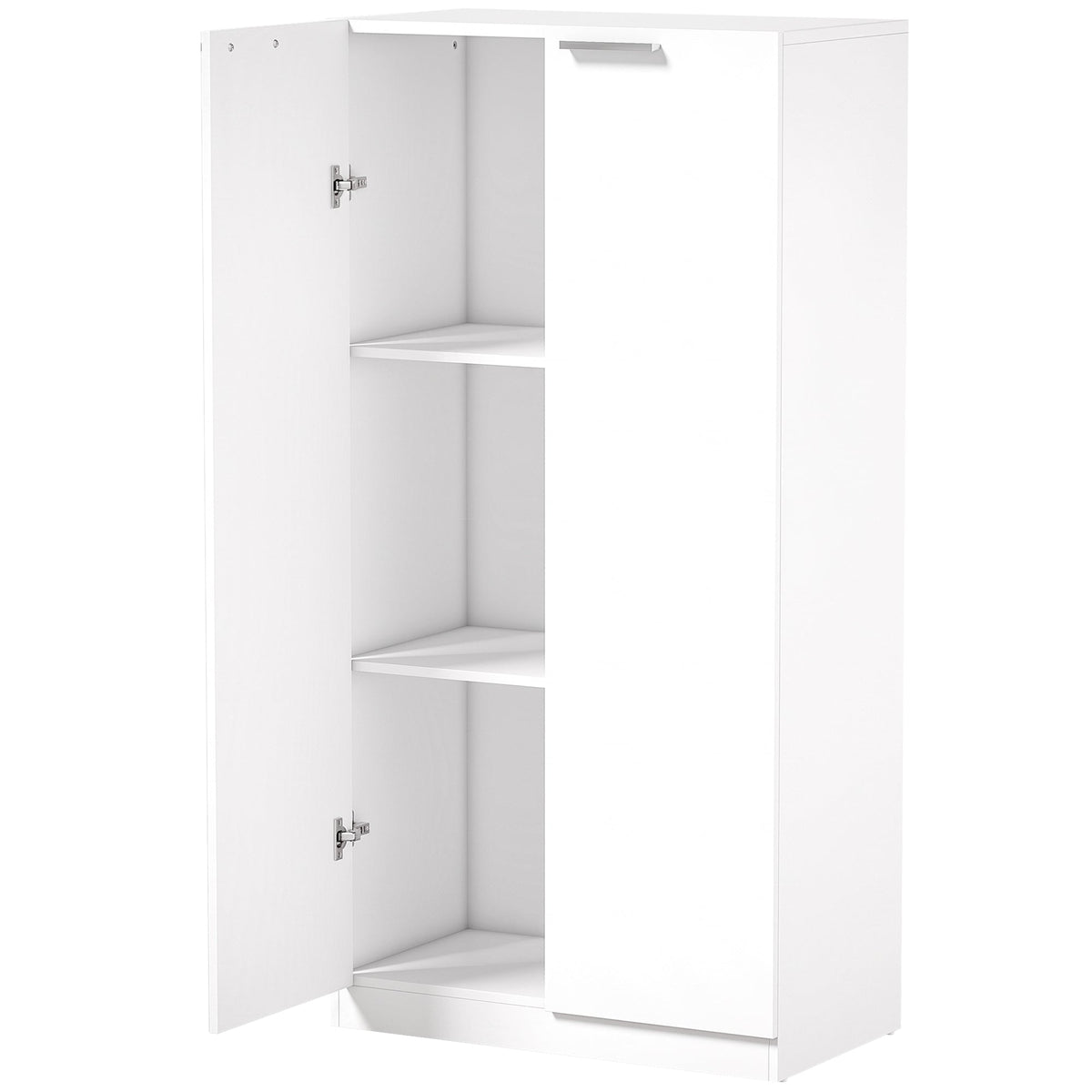Tall white filing cabinet with three tiers