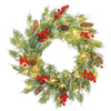 60cm Pre-Lit Christmas Wreath on a white background