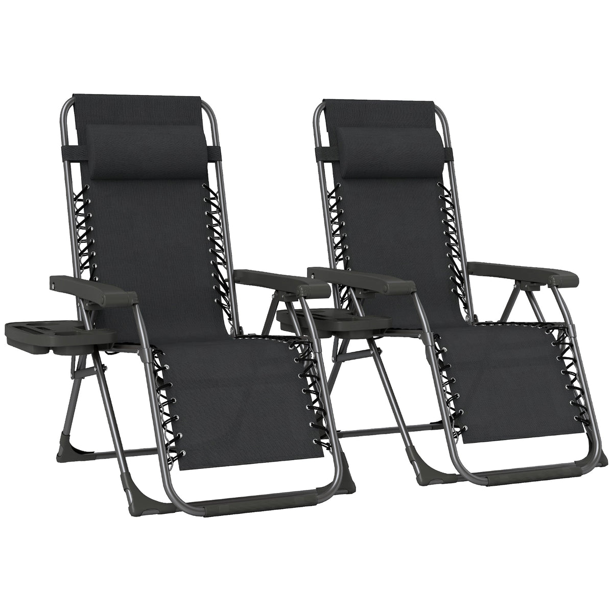 Pair of folding zero gravity sun loungers