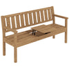 Wooden garden bench with built-in table