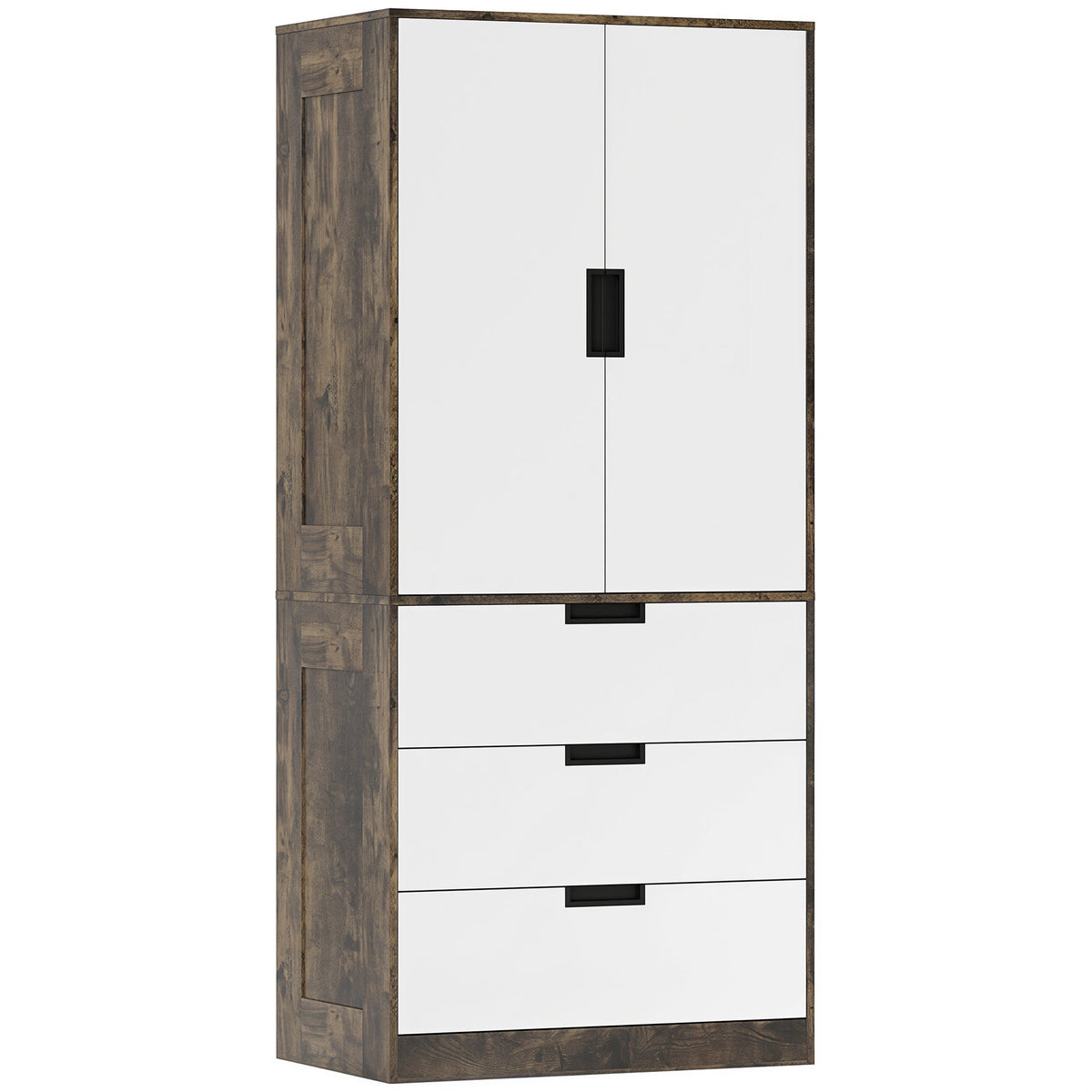 Double wardrobe with three drawers and hanging rail