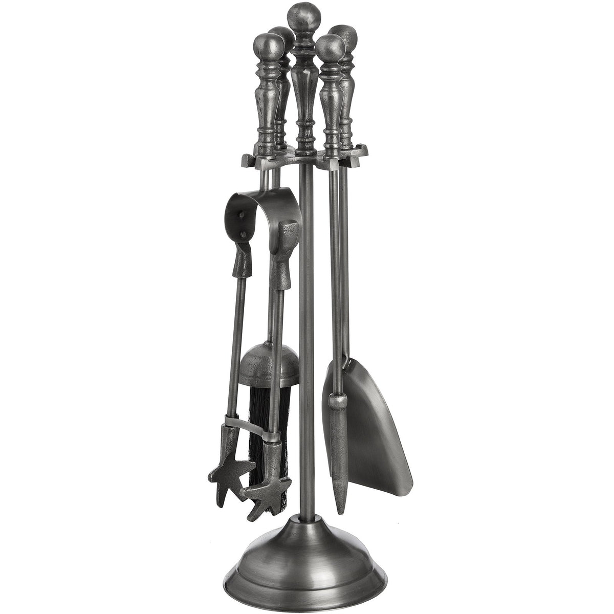 Traditional fireside companion set in antique pewter