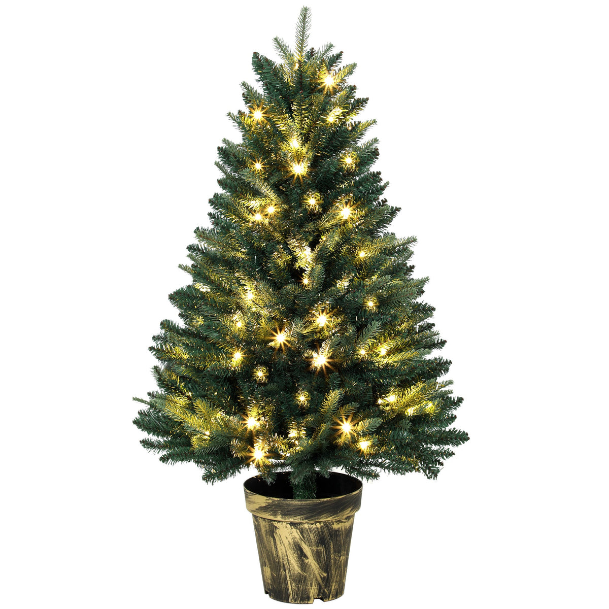Pre-lit artificial Christmas tree with warm lights