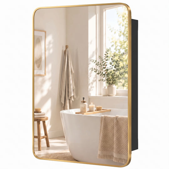 HOMCOM 50.8 x 11.6 x 71 cm Bathroom Mirror Cabinet, Wall Cabinet with Adjustable Shelves, Wall-Mounted or Recessed