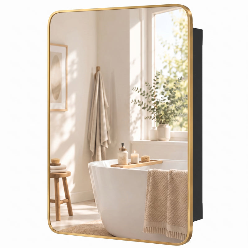 HOMCOM 50.8 x 11.6 x 71 cm Bathroom Mirror Cabinet, Wall Cabinet with Adjustable Shelves, Wall-Mounted or Recessed