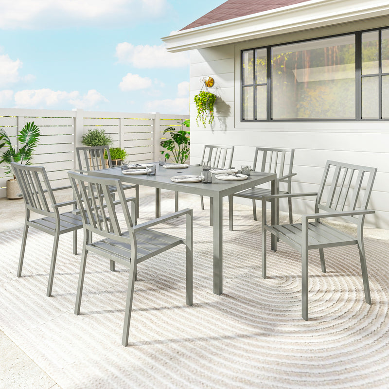 7-piece steel dining set – image 10