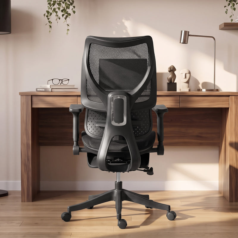 HOMCOM Ergonomic Office Chair with Lumbar Support, Mesh Reclining Desk Chair with Footrest, Adjustable High Back, Black – view 9