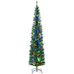 7.5ft tall slim pre-lit pencil Christmas tree with multi-colour LED lights
