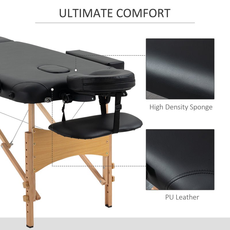 Black folding wooden massage table – image 6