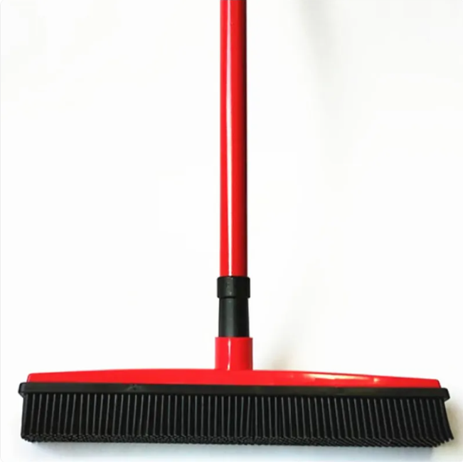 Rubber Pet Hair Broom — Adjustable Telescopic Handle