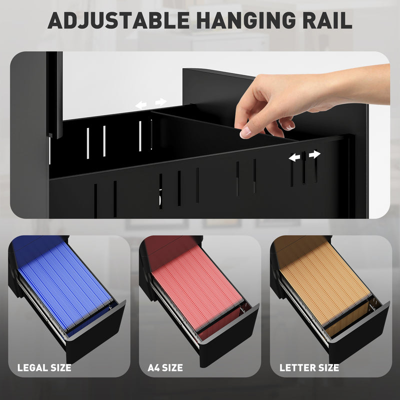 Handle-free steel filing cabinet – black – image 5