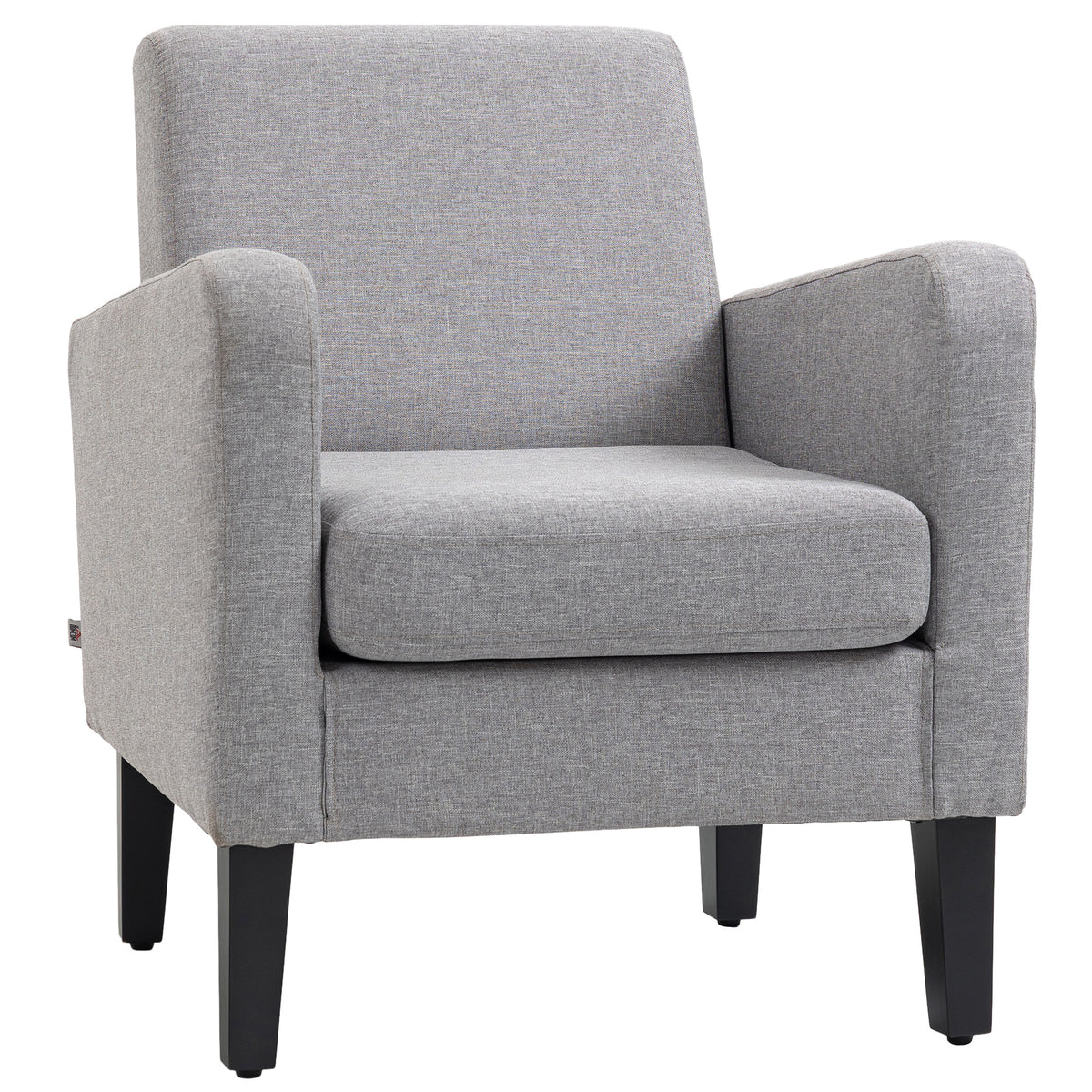 Boxy Linen-Look Armchair with Pocket Springs – Light Grey