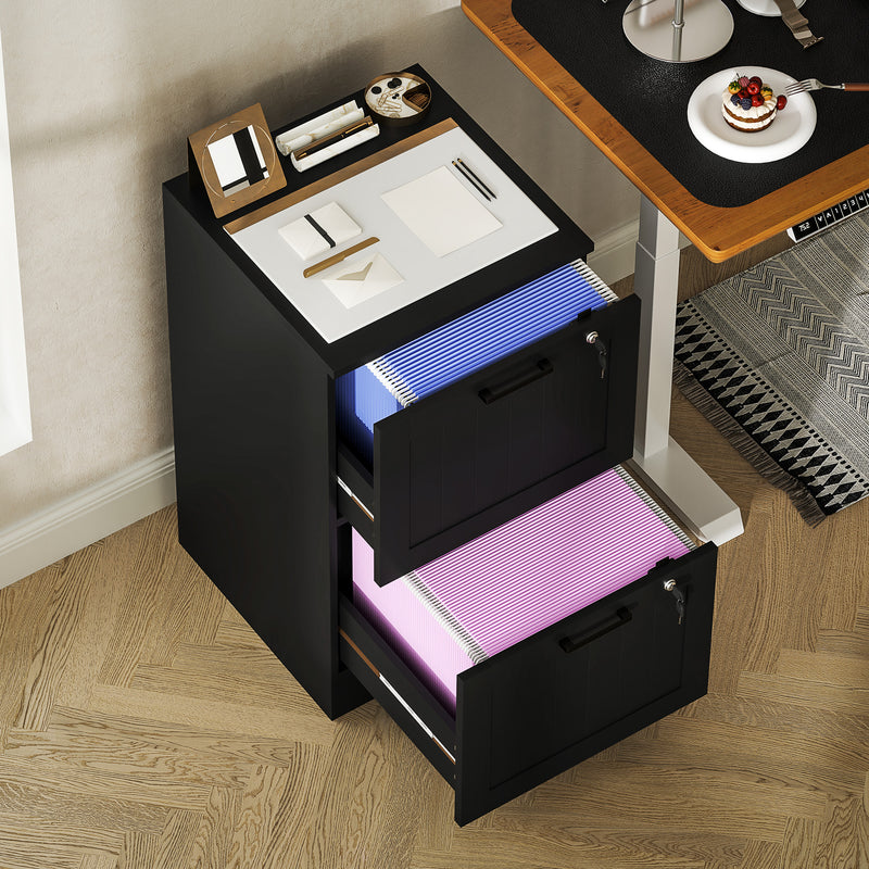 HOMCOM 2 Drawer Filing Cabinet with Lock, Office Storage Cabinet with Adjustable Hanging Bars for A4 Letter Size Files – view 9
