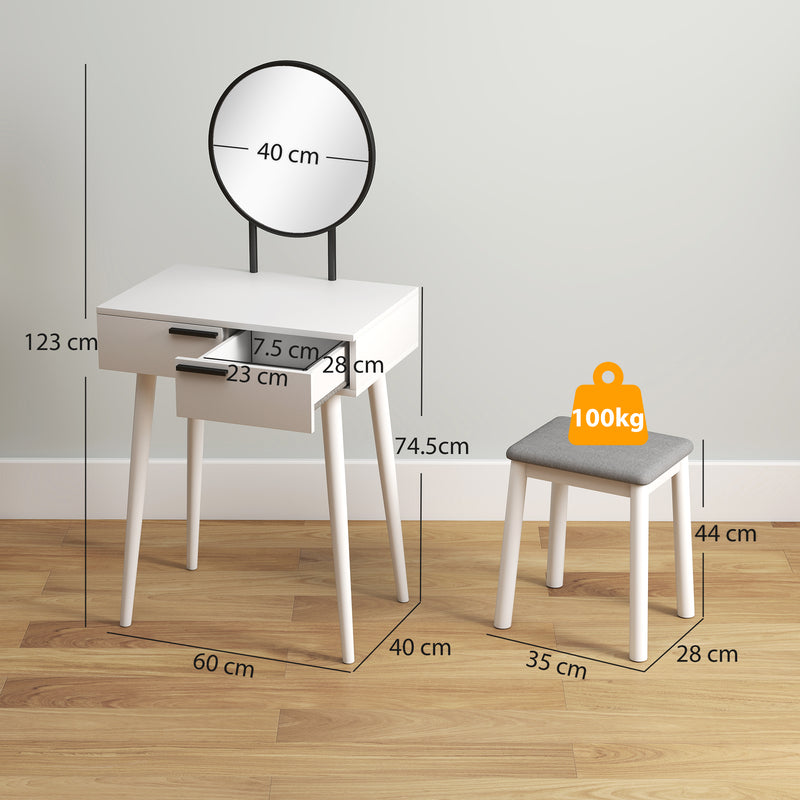 60 cm round mirror dressing table set – image 3