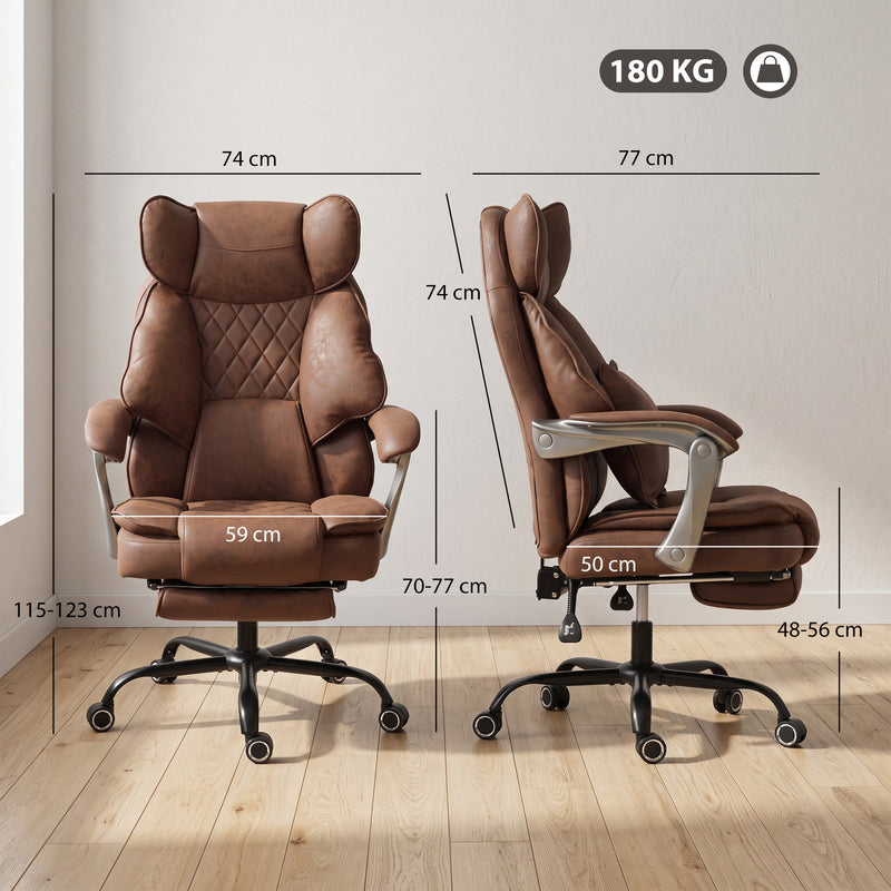 HOMCOM Executive Office Chair, Leathaire Big and Tall Office Chair 180 kg with Wide Seat, Reclining, Lumbar Support – view 3