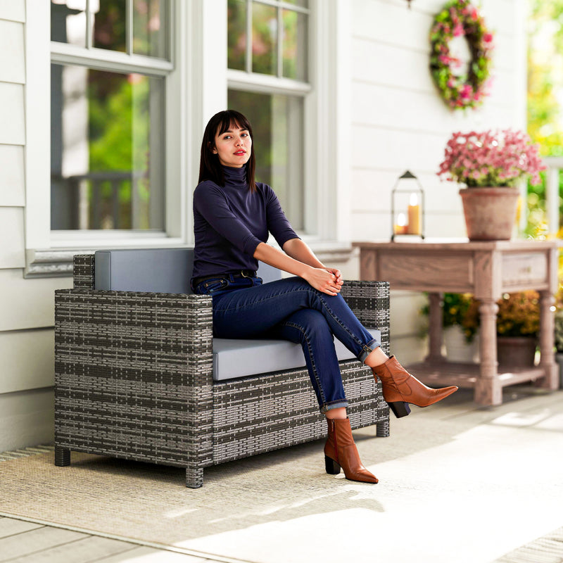2-seater rattan garden sofa – image 3