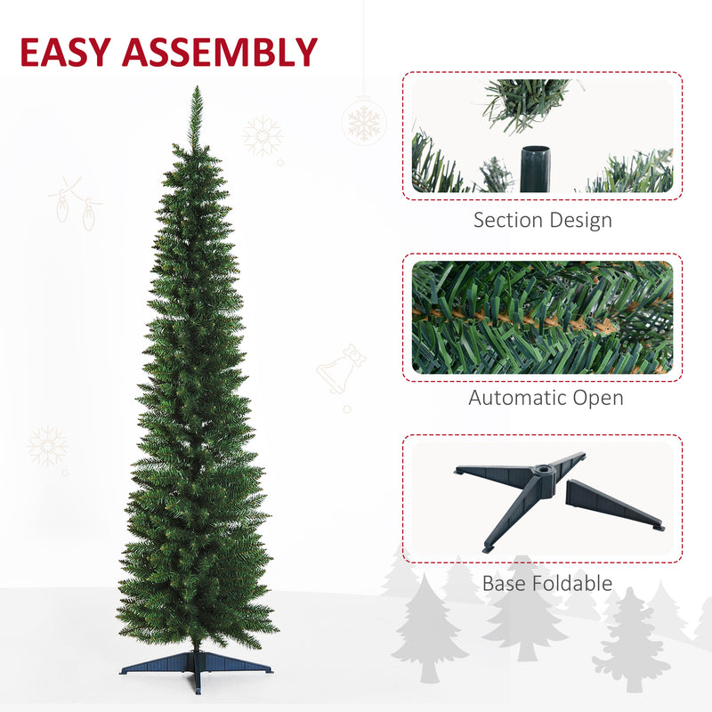 7ft green pencil slim Christmas tree – image 7