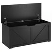 HOMCOM 127L Home Storage Box, with Safety Hinges - Black Wood-Effect