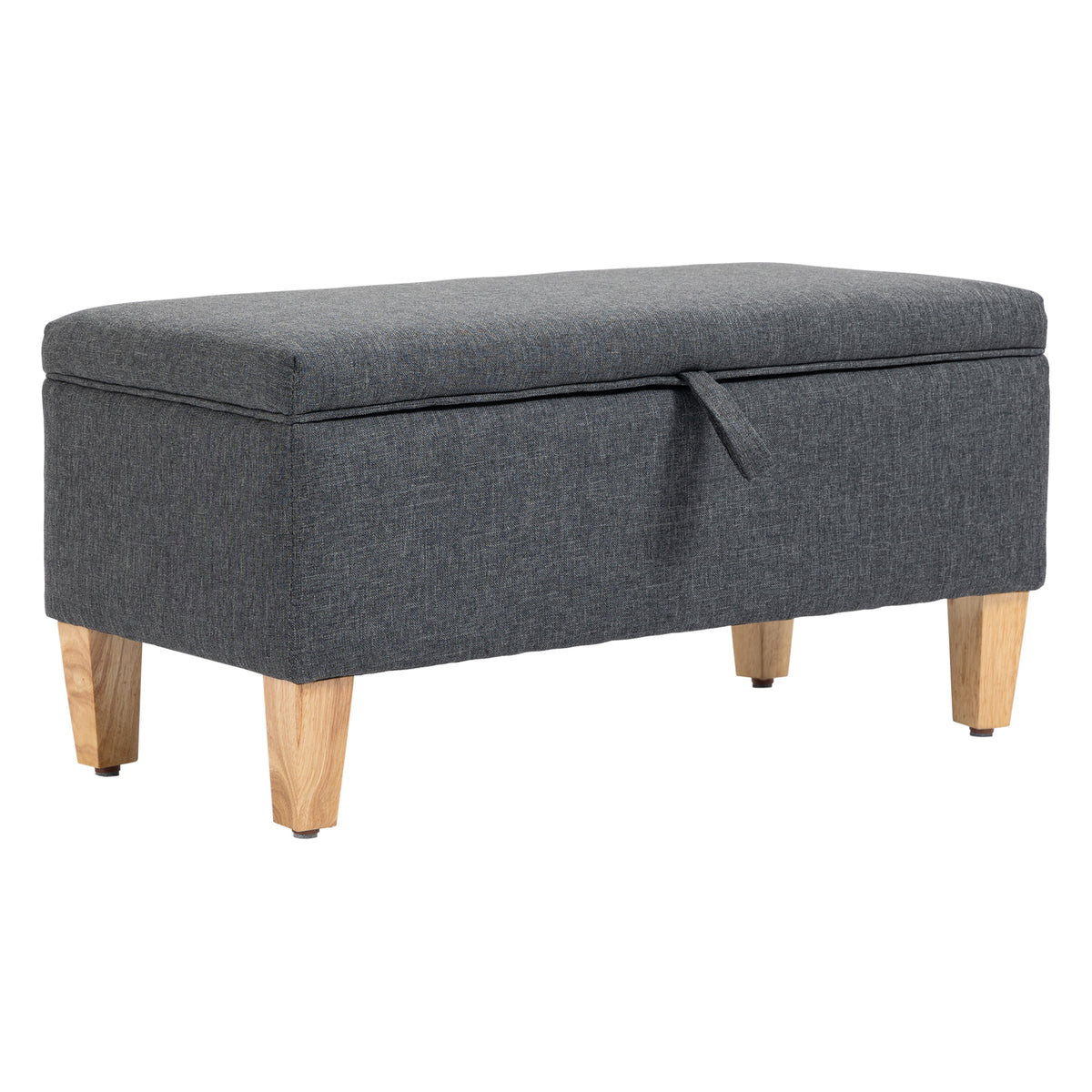 30L Padded Storage Ottoman with Wooden Legs – Dark Grey