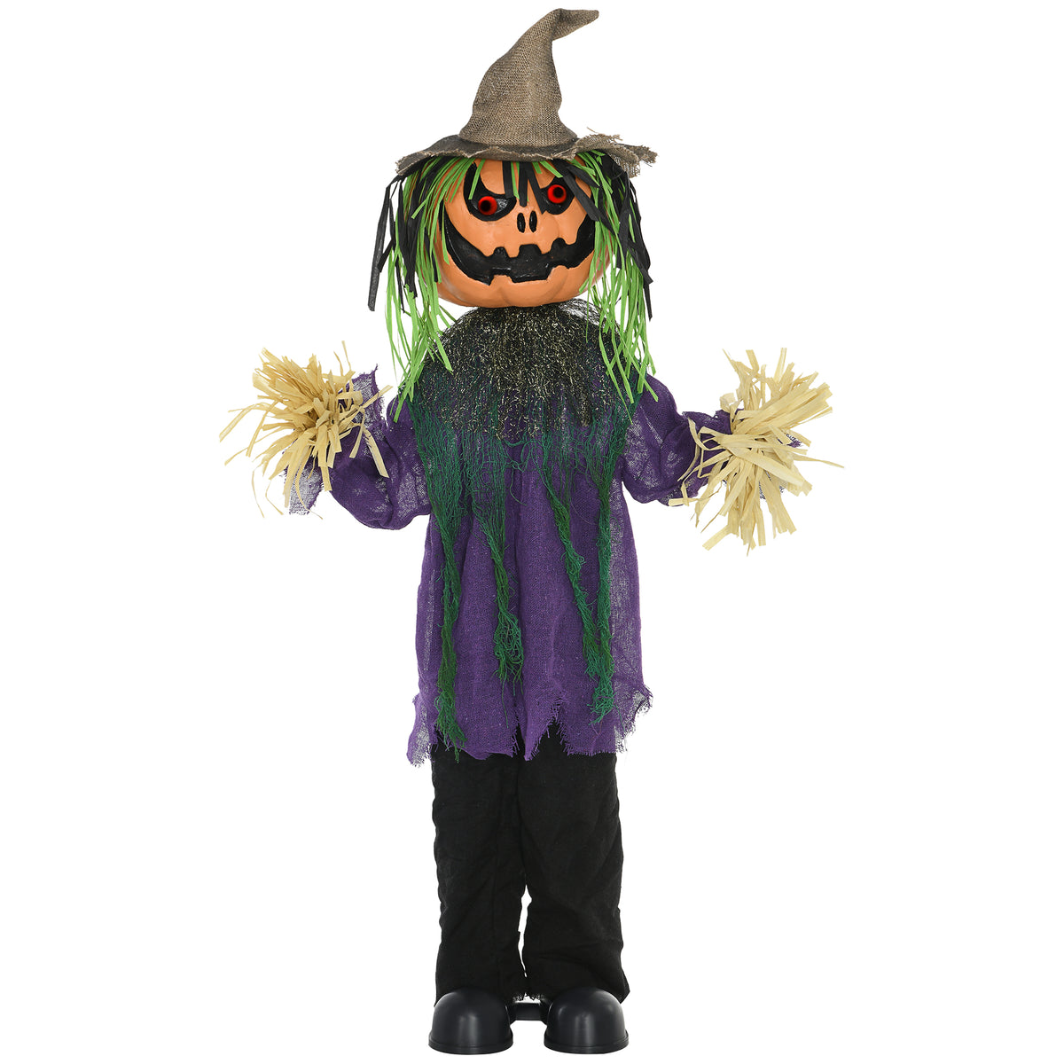 114cm Animated Pumpkin Scarecrow with Glowing Eyes & Sound – image 1 of 9