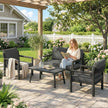 Outsunny 4 Seater Rattan Garden Furniture Set with 2 Armchairs, Loveseat, Coffee Table, Garden Sofa Set with Cushions – view 8