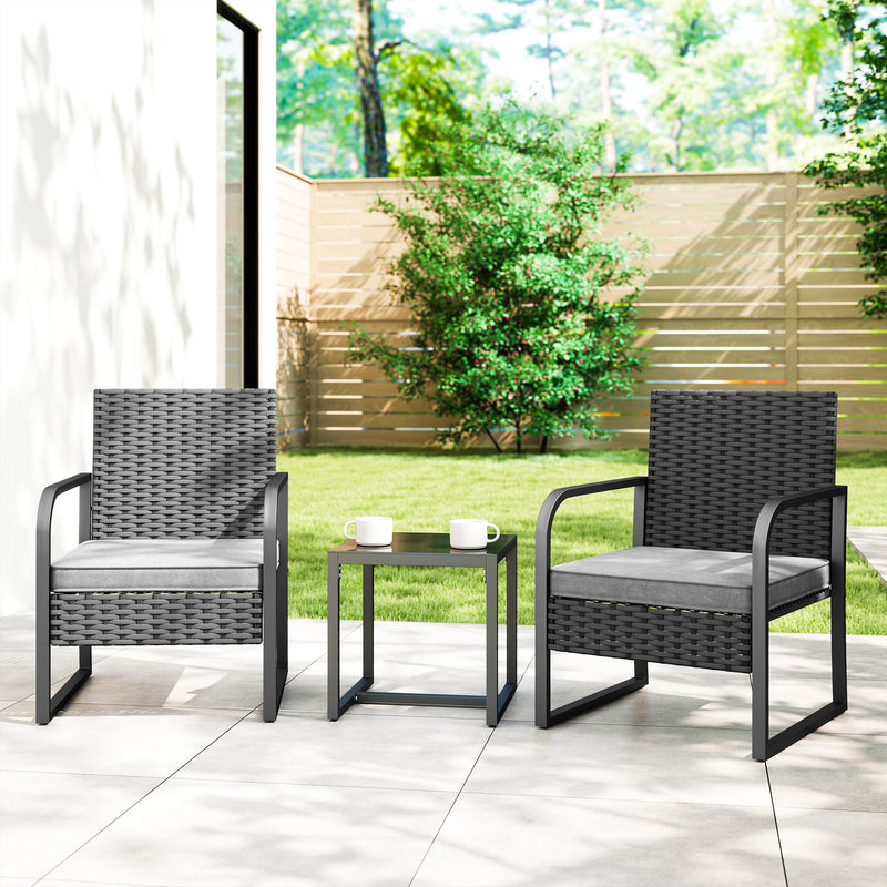 3-piece rattan bistro set – image 2
