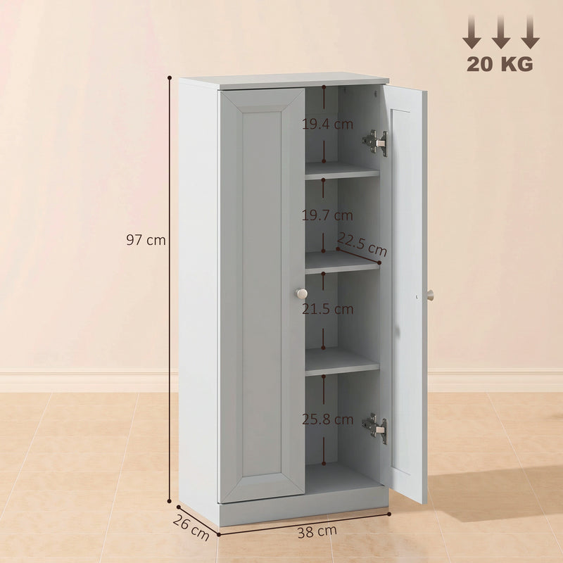 HOMCOM Narrow Bathroom Cabinet, Slim Storage Cabinet with 2 Doors & 4 Tiers, Freestanding Narrow Cupboard – view 3