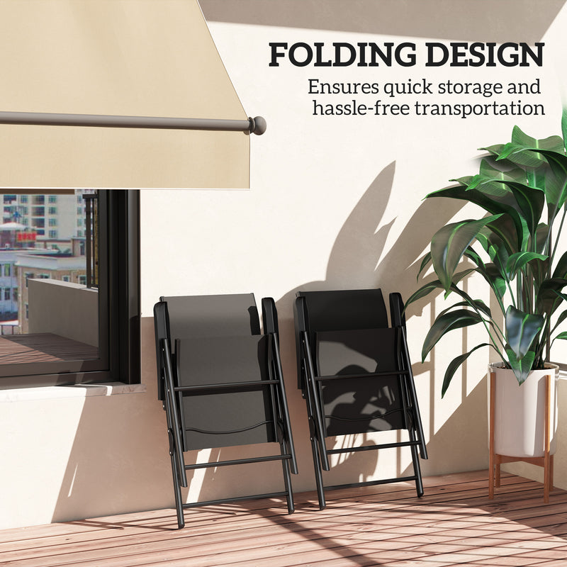 Folding mesh garden chairs, black – image 5