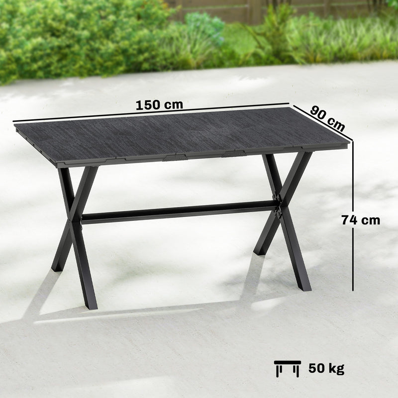 Wood-effect garden dining table with X-legs – image 3