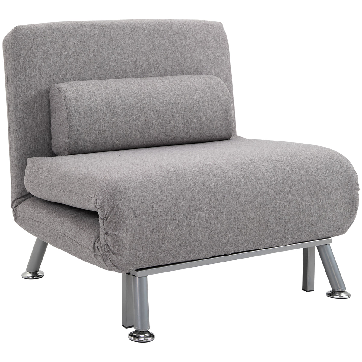 5-Position Futon Chair Bed with Pillow – Grey