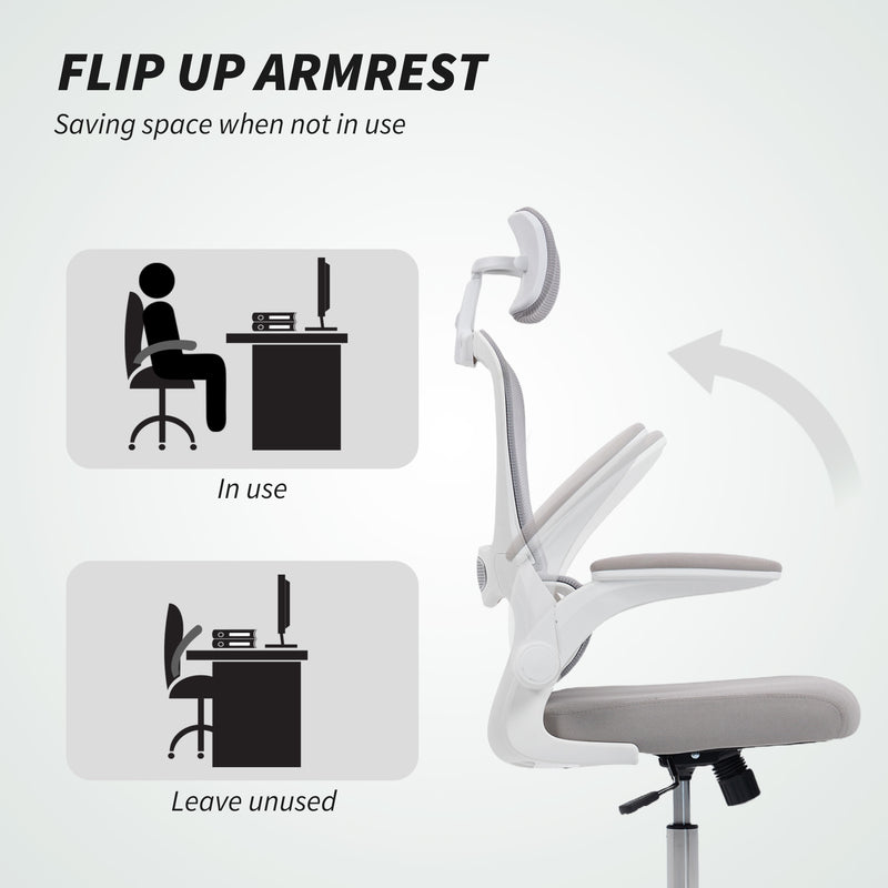 HOMCOM Mesh Back Office Chair, with Lumbar Support - Grey – view 7