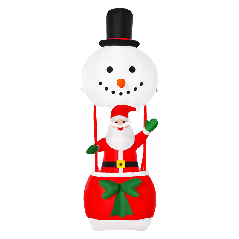 8ft Santa and Snowman Hot Air Balloon Christmas Inflatable on a white background