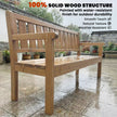 Outsunny Wooden Garden Bench with Liftable Table & Shelf, 2-3-Seater Outdoor Loveseat with Fir Wood Frame, Teak – view 6
