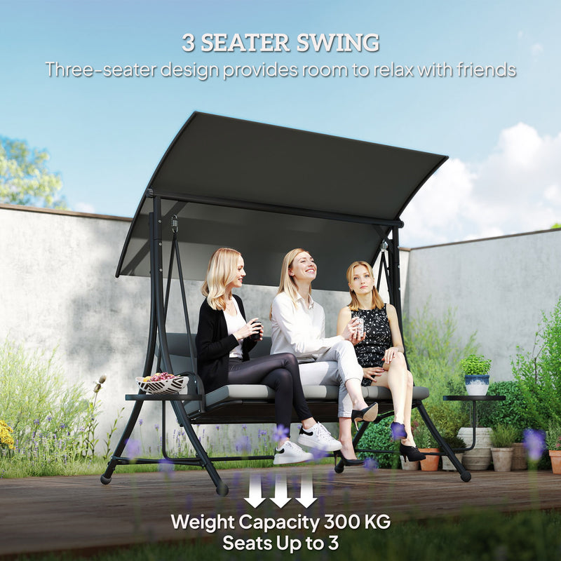 3-seater swing seat with glass tables – image 8