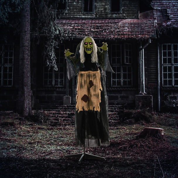 160cm Animated Hunchback Witch with Glowing Eyes & Sound – image 2 of 9