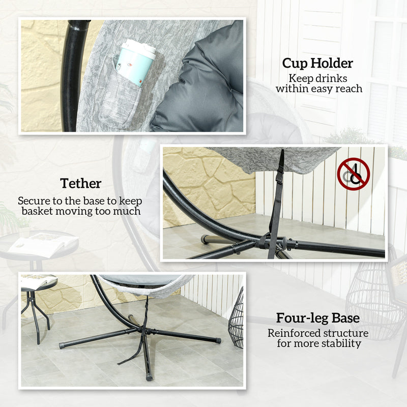 Leaf-pattern hanging egg chair – image 7