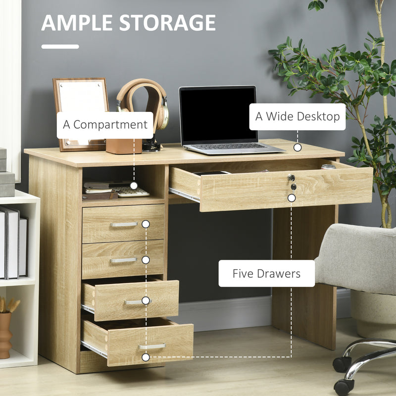 110 cm computer desk with 5 drawers – image 5
