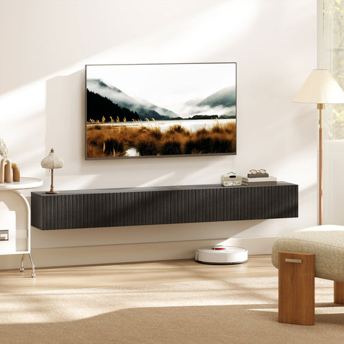 180cm Floating TV Stand, Wall Mount TV Unit with Cable Management Hole, Fits up to 72" TV, Black