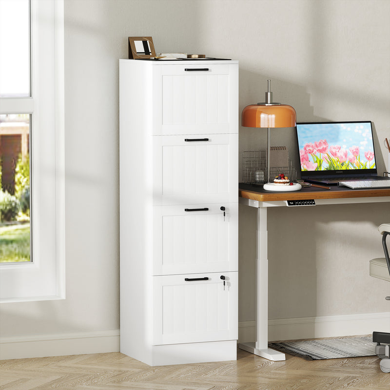HOMCOM 4 Drawer Filing Cabinet with Lock, Office Storage Cabinet with Adjustable Hanging Bars for A4 Letter Size Files – view 2
