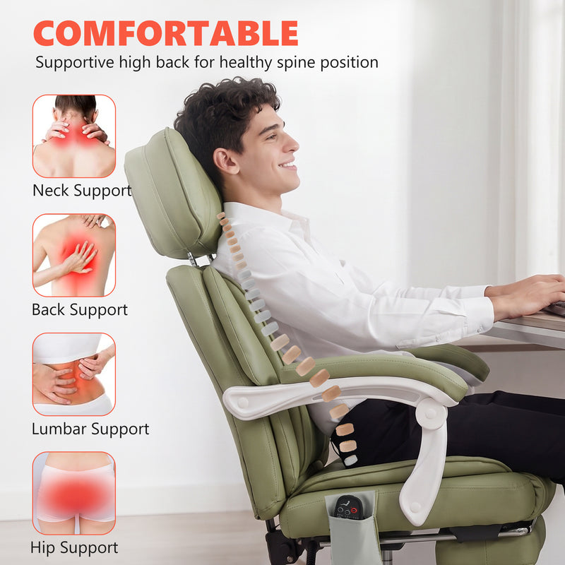 HOMCOM High Back Vibration Massage Office Chair Heated Reclining Computer Chair w/ Adjustable Height, Swivel Wheels – view 6