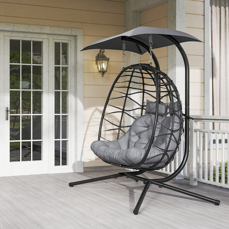 Double rattan egg chair with canopy – image 9