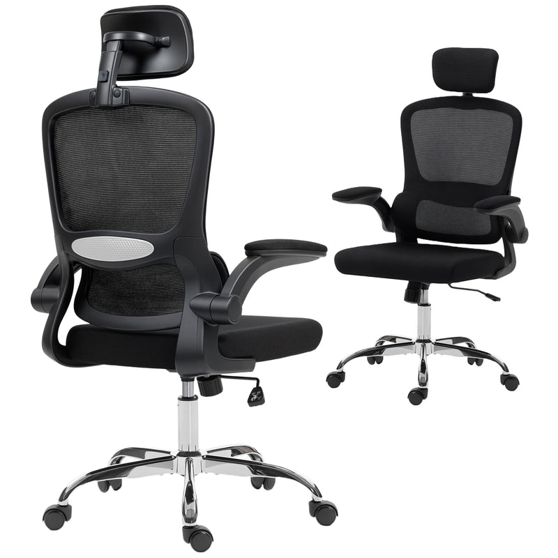 HOMCOM Mesh Back Office Chair, with Lumbar Support - Black – view 10