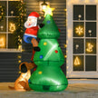 6ft Christmas Tree and Santa Dog Inflatable displayed outside a decorated home