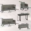 Outsunny 9 Seater Rattan Garden Furniture Corner Sofa Set, Outdoor Dining Set with Faux Wood Table, Ottoman, Cushions – view 3