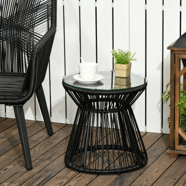 Rattan drum side table – image 2